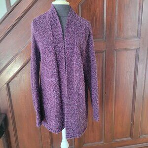 Soft Purple Croft Barrow Womens Textured Long Sleeve Cardigan Sweater L Duster